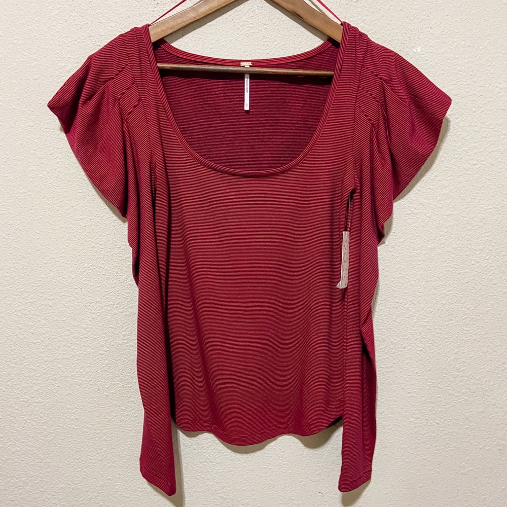 Free People Penelope Puff Sleeve Striped Top NWT - Picture 4 of 10